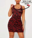 Women's Bodycon Dress - Vintage Floral Simple and Delicate Red A7 | 1stIreland
