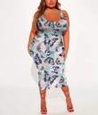 Women's Bodycon Dress - Pastel Butterfly Pattern A7
