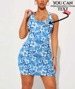 Women's Bodycon Dress - Tropical Blue Abstract Repeat Pattern A7 | 1stIreland