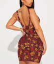Women's Bodycon Dress - Hawaiian Tribal Elements And Hibiscus Flowers A7