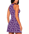 Women's Casual Sleeveless Dress - Pretty White Flowers and Purple Very Harmonious Combination A7
