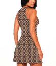 Women's Casual Sleeveless Dress - Ethnic Ikat Fabric Pattern A7