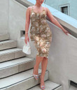 Women's Bodycon Dress - Trendy Seamless Watercolor Tropic Floral Pattern A7