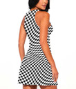 Women's Casual Sleeveless Dress - Black And White Abstract Square Pattern A7