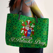 Ireland Wybrants Irish Family Crest Leather Tote Bag - Pretty Green Plaid Irish Shamrock A7