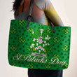 Ireland Wynne Irish Family Crest Leather Tote Bag - Pretty Green Plaid Irish Shamrock A7