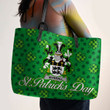 Ireland Wyrrall Irish Family Crest Leather Tote Bag - Pretty Green Plaid Irish Shamrock A7
