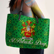 Ireland Yarner Irish Family Crest Leather Tote Bag - Pretty Green Plaid Irish Shamrock A7