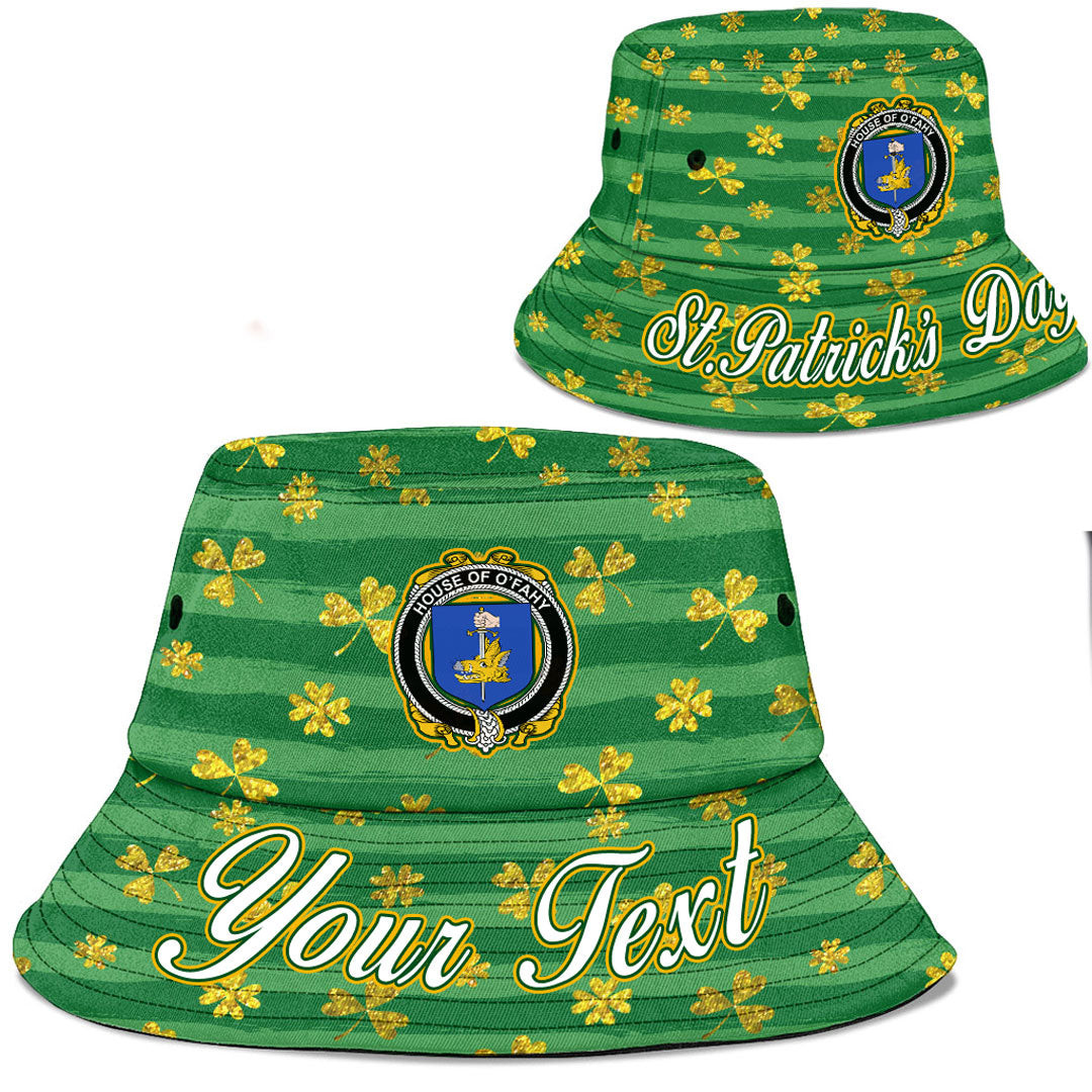 Ireland House of O FAHY Irish Family Crest Bucket Hat - Luxury Golden Irish Shamrock A7 | 1stIreland