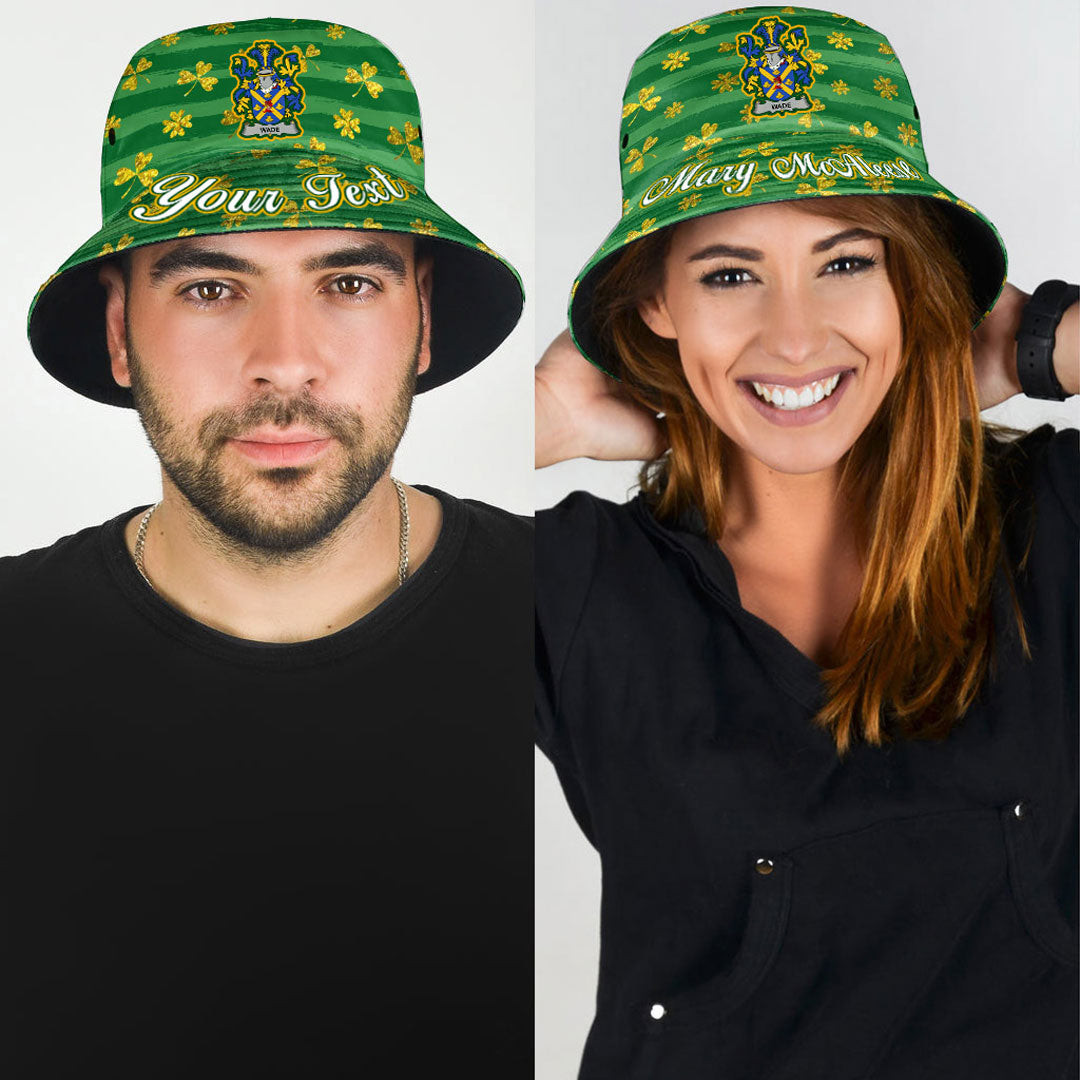Ireland Wade Irish Family Crest Bucket Hat - Luxury Golden Irish Shamrock A7