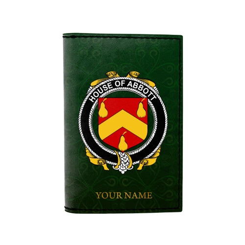 (Laser Personalized Text) Abbott Family Crest Minimalist Wallet K6