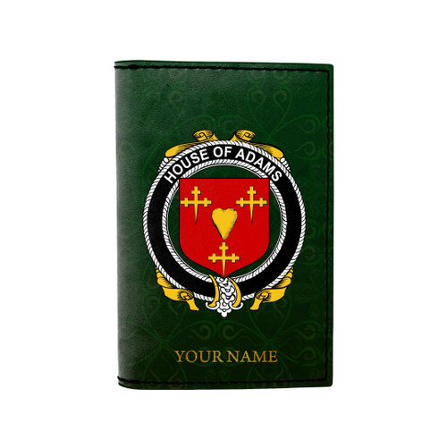 (Laser Personalized Text) Adams Family Crest Minimalist Wallet K6