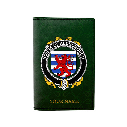 (Laser Personalized Text) Aldborough Family Crest Minimalist Wallet K6