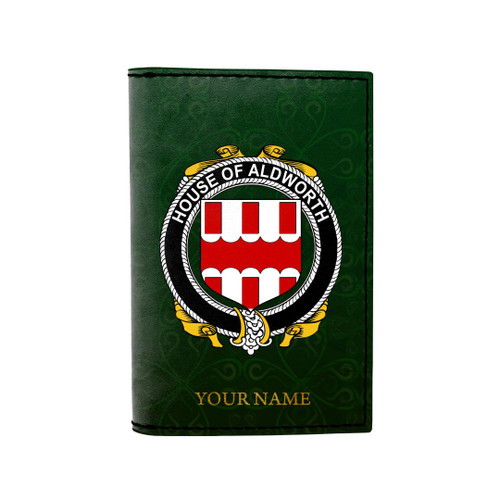 (Laser Personalized Text) Aldworth Family Crest Minimalist Wallet K6