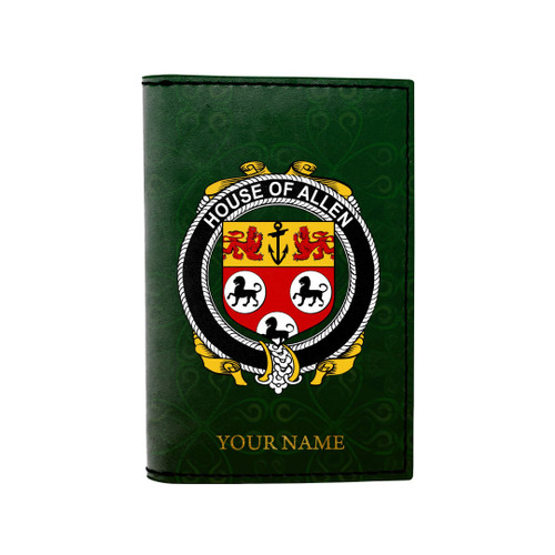 (Laser Personalized Text) Allen Family Crest Minimalist Wallet K6
