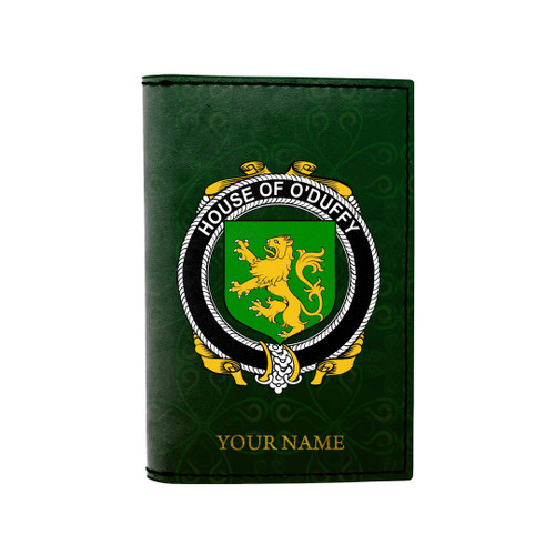 (Laser Personalized Text) Duffy or O'Duffy Family Crest Minimalist Wallet K6