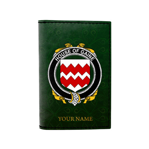 (Laser Personalized Text) Gaine or Gainey Family Crest Minimalist Wallet K6