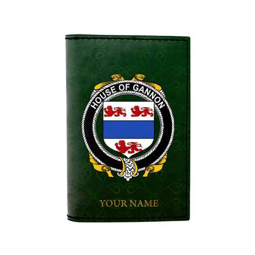 (Laser Personalized Text) Gannon or McGannon Family Crest Minimalist Wallet K6