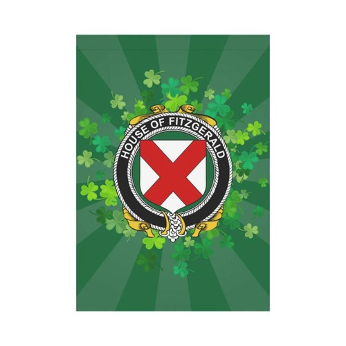 Irish Garden Flag, Fitzgerald Family Crest Shamrock Yard Flag A9