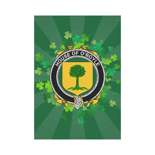 Irish Garden Flag, O'Boyle Family Crest Shamrock Yard Flag A9