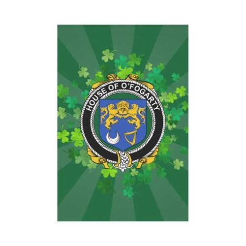 Irish Garden Flag, O'Fogarty Family Crest Shamrock Yard Flag A9