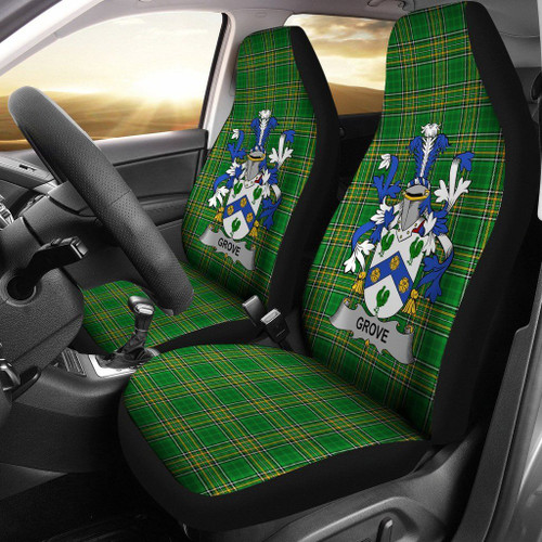 Grove Family Crest Ireland Car Seat Cover Irish National Tartan Irish Family (Set of Two) A7