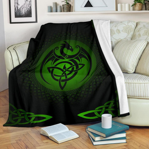Celtic Premium Blanket  - Celtic Dragon - Green - J0