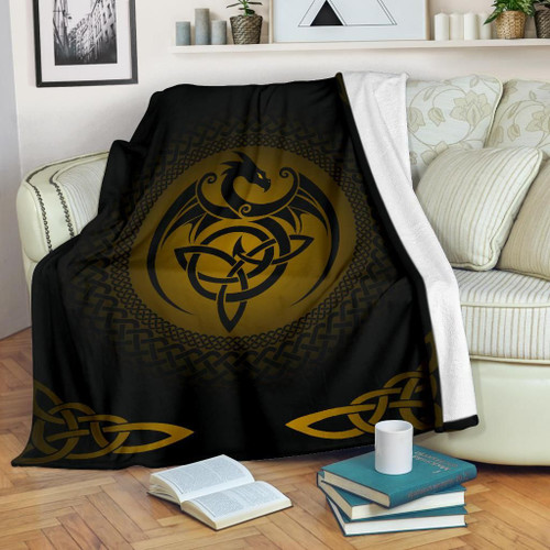 Celtic Premium Blanket  - Celtic Dragon - Yellow - J0