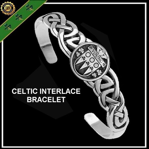 Young Irish Coat of Arms Disk Cuff Bracelet - Sterling Silver TH5