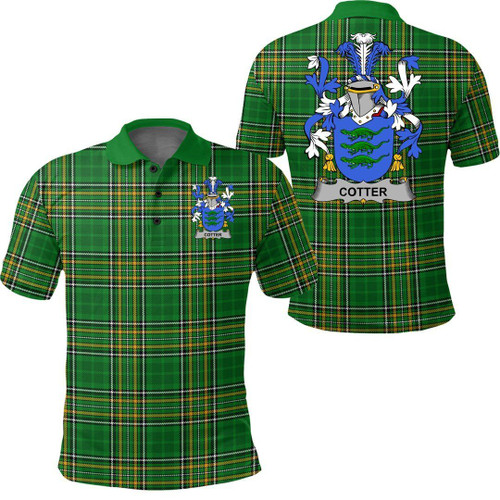 Cotter or MacCotter Family Crest Ireland Polo Shirt - Irish National Tartan A7