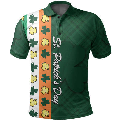 St. Patrick’s Day Ireland Flag Polo Shirt Shamrock TH4