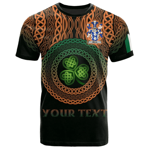 1stIreland Ireland T-Shirt - Mills  Pride Irish Family Crest A7