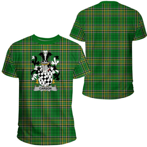 1stIreland Ireland Tee - Carson Irish Family Crest T-Shirt Irish National Tartan (Version 2.0) A7