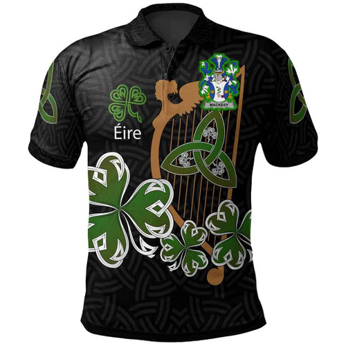 1stIreland Ireland Clothing - Mackesy Irish Family Crest Polo Shirt - Ireland Harp And Shamrock A7