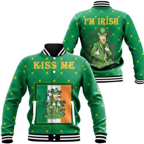 1stireland Clothing - St.Patrick's Day Funny Shamrock Baseball Jacket