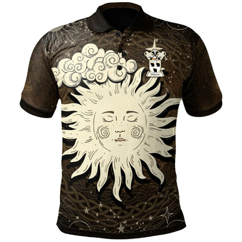 1stIreland Polo Shirt - Walrond Family Crest Polo Shirt -  Wicca Sun & Moon - Golf Shirt A7