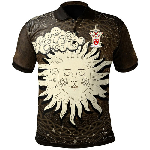 1stIreland Polo Shirt - Greig Family Crest Polo Shirt -  Wicca Sun & Moon - Golf Shirt A7