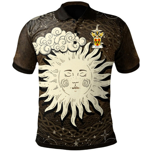 1stIreland Polo Shirt - Gredon Family Crest Polo Shirt -  Wicca Sun & Moon - Golf Shirt A7