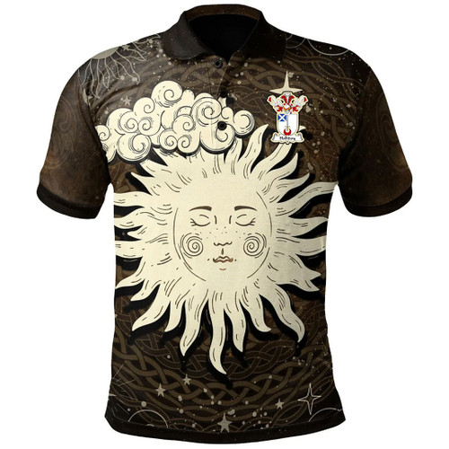 1stIreland Polo Shirt - Halliday Family Crest Polo Shirt -  Wicca Sun & Moon - Golf Shirt A7