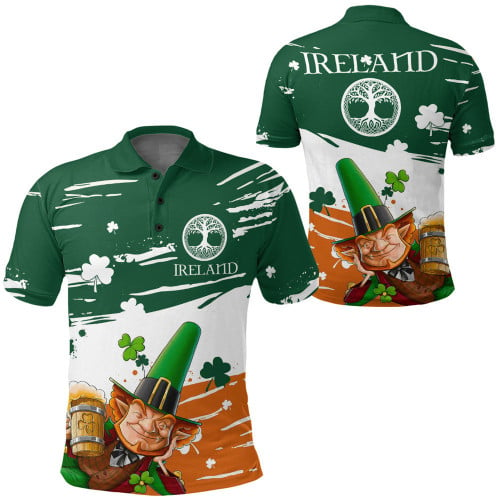 1stIreland Clothing - Ireland St Patrick's Day Leprechaun Beer Polo Shirts A35