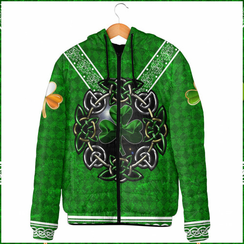 1stireland Clothing - Shamrock Circle Patrick's Day - Hooded Padded Jacket A95