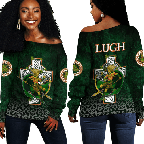 1stIreland Clothing - Ireland - Lugh Celtic Mythology Off Shoulder Sweaters A35