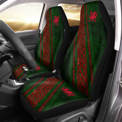 1stIreland Car Seat Cover - Wales Celtic Welsh Dragon Cross Style Car Seat Cover A35