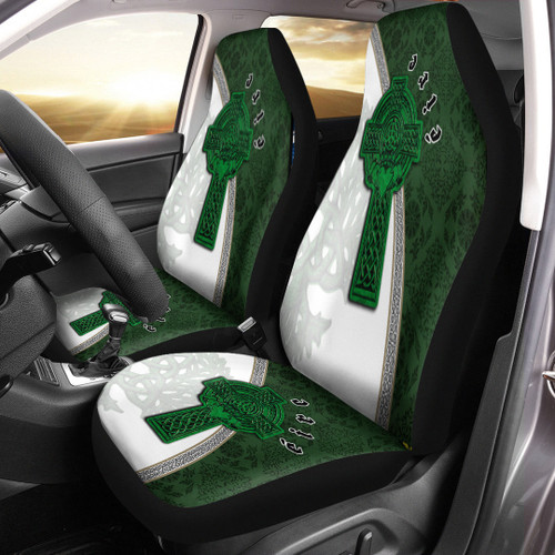 1stIreland Car Seat Cover - Éire Cross Mix Claddagh Celtic Pattern Car Seat Cover A35