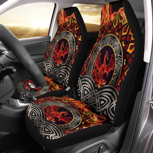 1stireland Car Seat Covers -  Car Seat Covers Celtic Dragon Shoulder Fire Dragon Red A35