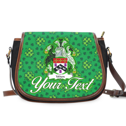 Ireland Wren or Wrenn Irish Family Crest Saddle Bag - Pretty Green Plaid Irish Shamrock A7