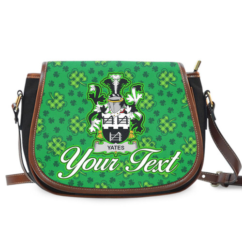 Ireland Yeates Irish Family Crest Saddle Bag - Pretty Green Plaid Irish Shamrock A7