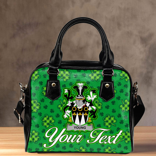 Ireland Young Irish Family Crest Shoulder Handbag - Pretty Green Plaid Irish Shamrock A7