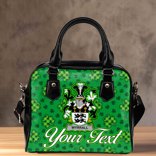Ireland Wyrrall Irish Family Crest Shoulder Handbag - Pretty Green Plaid Irish Shamrock A7