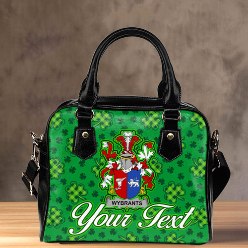 Ireland Wybrants Irish Family Crest Shoulder Handbag - Pretty Green Plaid Irish Shamrock A7